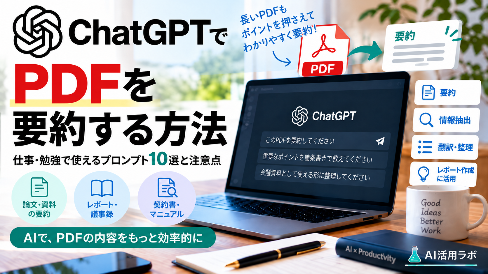 ChatGPTでPDFを要約する方法と仕事で使えるプロンプト10選を解説