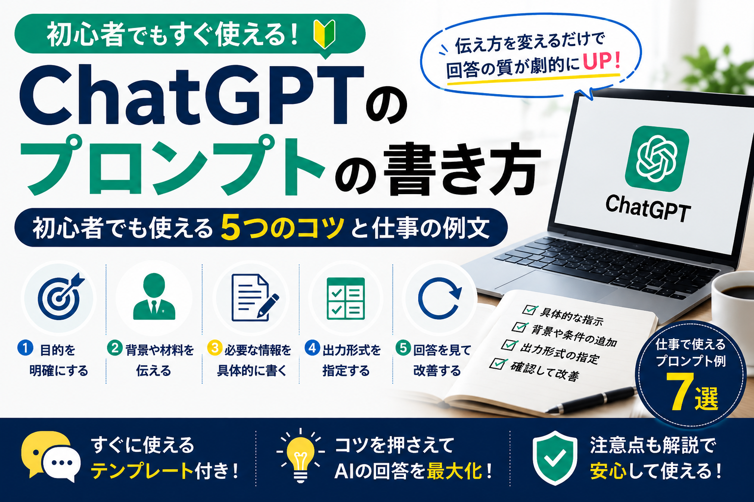 ChatGPTのプロンプトの書き方と初心者向け5つのコツ・仕事で使える例文を解説