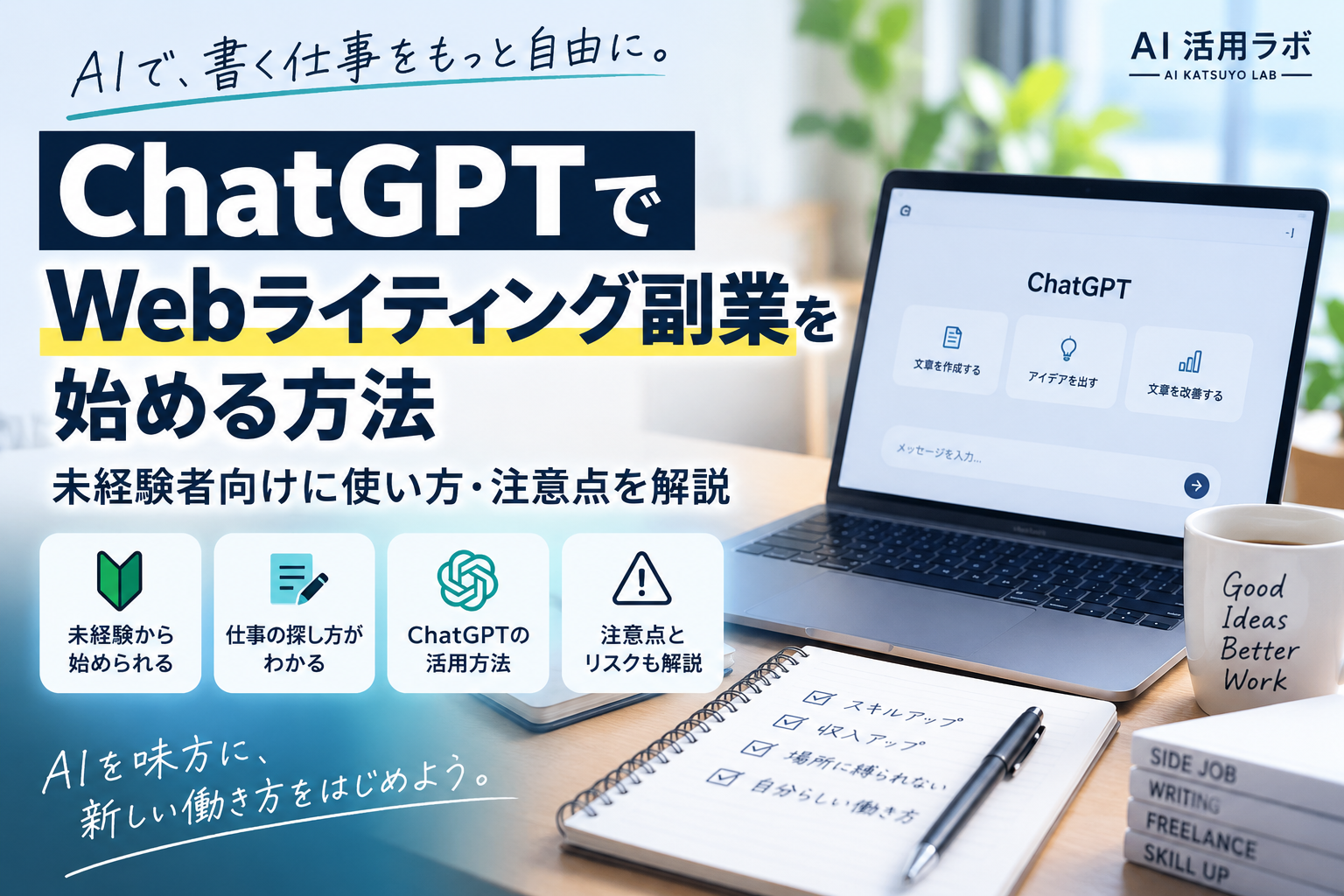 hatGPTを使ったWebライティング副業の始め方を解説するアイキャッチ