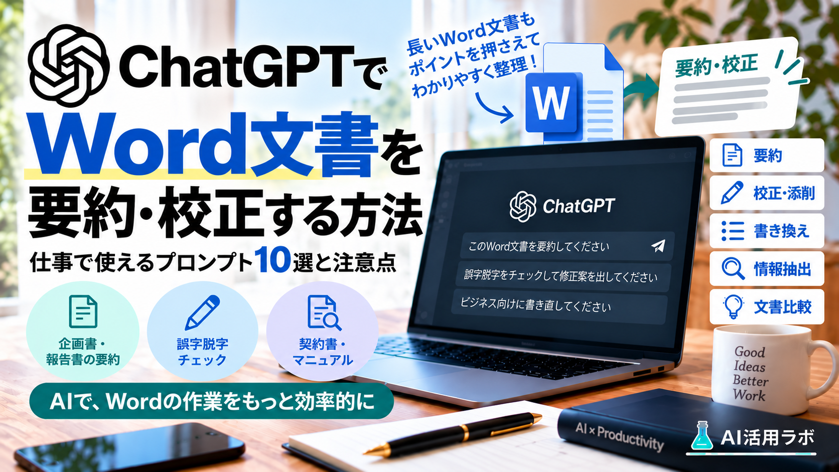 ChatGPTでWord文書を要約・校正する方法と仕事で使えるプロンプト10選を解説